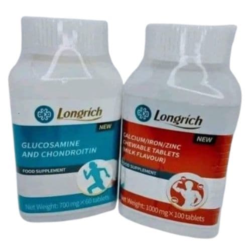 Pack de Complement Alimentaire LONGRICH Glucosamine Chondroïtine &amp; Calcium Pour Soulagement Articulaire Et Soutien Immunitaire En Comprimés
